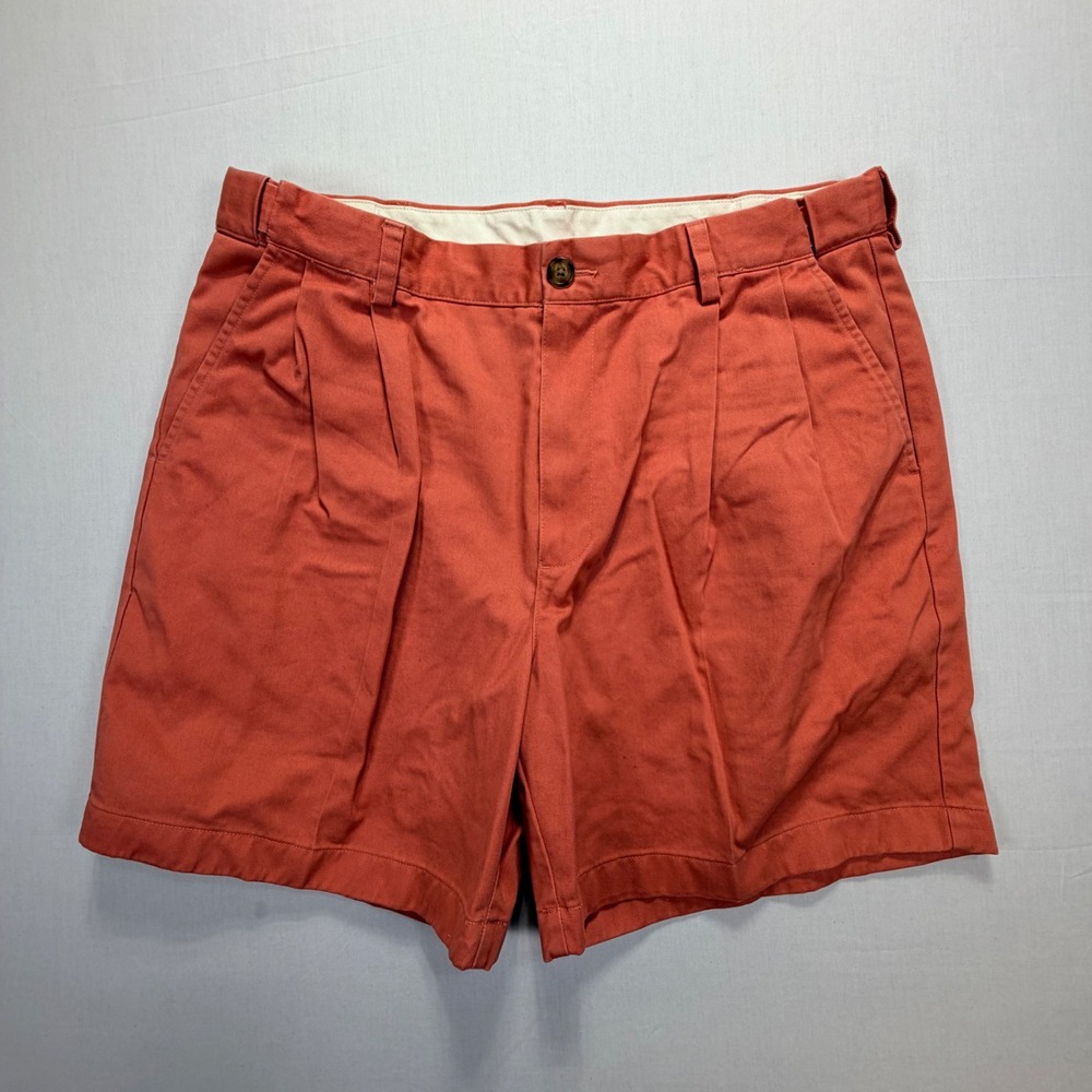 L.L.Bean‎ Comfort Waist Pleated Shorts Coral Size 35 Cotton